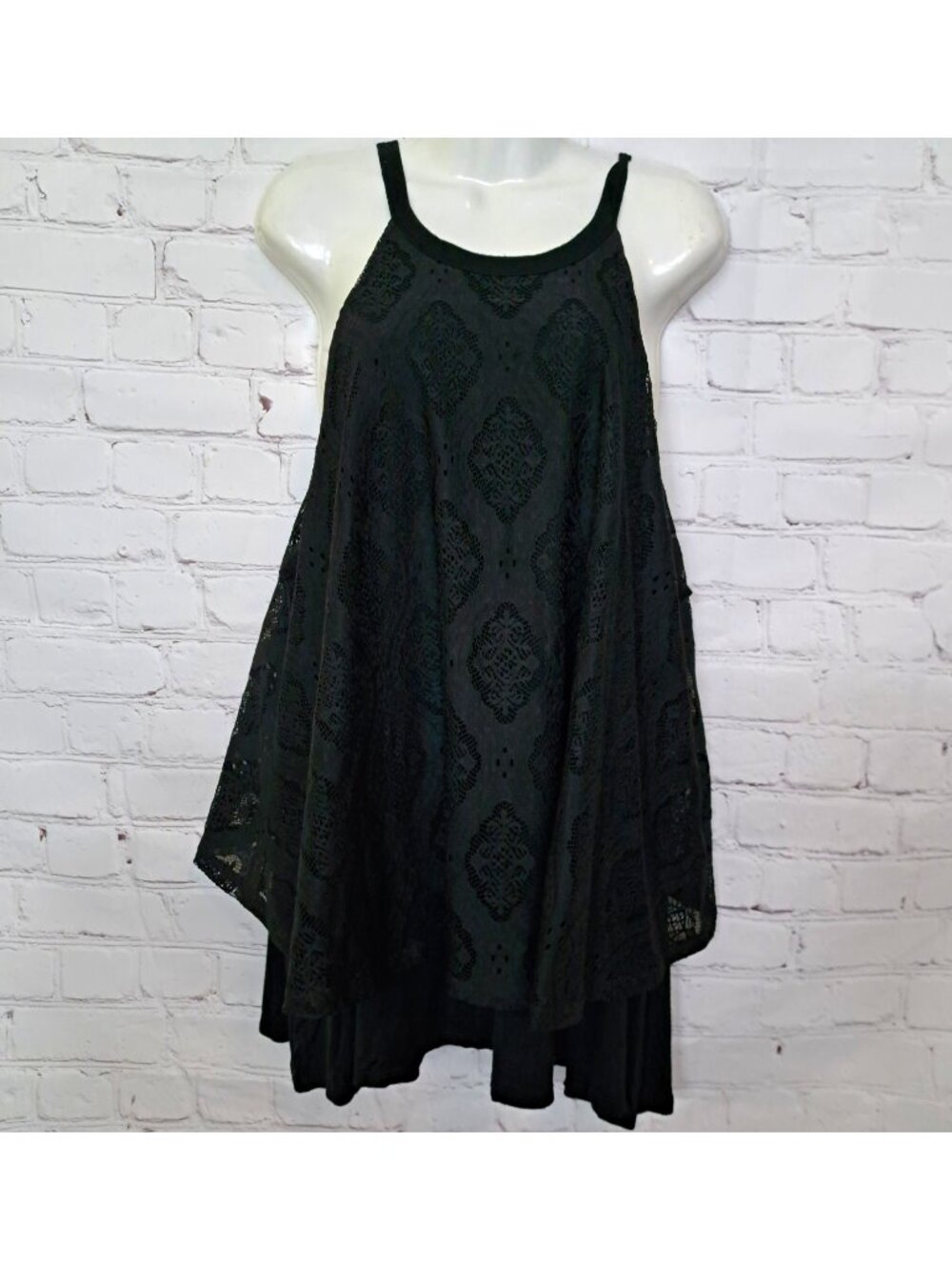 Torrid Lace Overlay Layered Geometric Lined Tank Top Size 1X